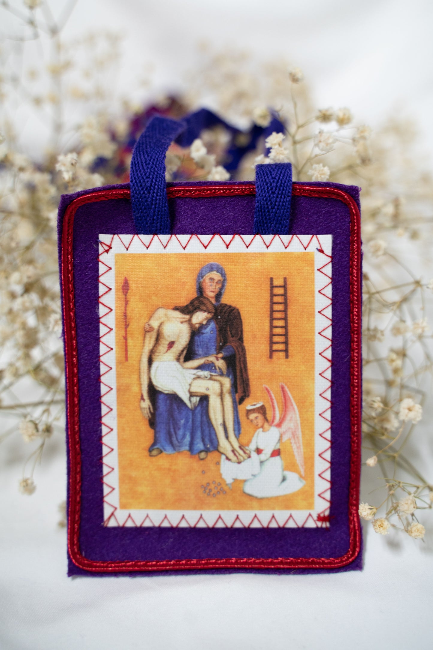 Purple Scapular of Benediction and Protection made of WOOL precisely to the vision of Marie-Julie Jahenny, ((HANDMADE in the USA))